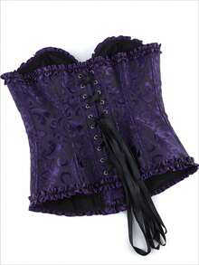一件装女士紧身胸衣，宫廷风格塑身衣，可外穿，万圣节服装 - 紫色 - 查看 7