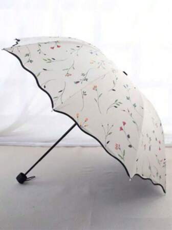 1pc Magic Color Changing Umbrella, Manual Rain/Sun Umbrella, UV Protection Sunny Parasol With Black Coating (Fabric Cover, Ribs Color And English Letter Pattern Design Randomly Matched), Suitable For School, Office, Home, Travel