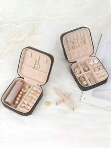 旅行珠宝盒伴娘礼品盒，3 件装小珠宝盒迷你珠宝收纳盒，PU 皮革便携式耳环收纳盒，适合女士女孩伴娘求婚礼物，女士收纳收纳盒旅行必需品返校宿舍收纳秋季装饰 - 黑色 - 查看 13