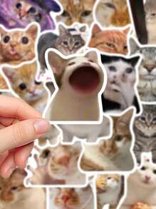 50 szt. naklejek memów z kotami na laptopa, instrukcję obsługi telefonu, zabawne naklejki dekoracyjne