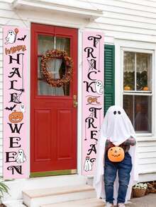 Cartel de bienvenida de telaraña de araña espeluznante rosa para decoración colgante de interiores y exteriores, decoraciones de pared y fiestas - Baby Shower - Multicolor - Ver 3