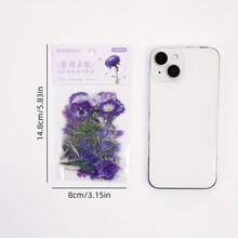 [40 fogli/confezione di adesivi per fiori viola impermeabili] 40 fogli di decorazioni floreali in PET impermeabili, confezione singola da 40 pezzi, adatti per etichette di scrapbooking, diari, cancelleria, album fotografici, confezioni di materiali