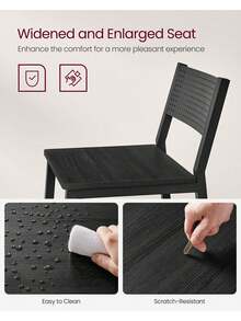 Breakfast Kitchen Bar Stool Set Of 2, Counter Chairs, For Kitchen, Dining Room, Office, Industrial Style, Rustic Brown And Black - Black - View 3