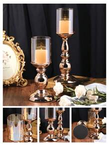 1 Pc/1 Set Of Luxury Metal Candle Holder/Candlestick Holders, Windproof Candle Holder With Windshield, Ivory Scented Candle For Nordic Retro Style Romantic Table Decoration, Candlelight Dinner Props, Coffee Table Living Room Table Decoration, Tree Candle Decoration Candle Holder, Outdoor Garden Decoration, Office Table Decoration,