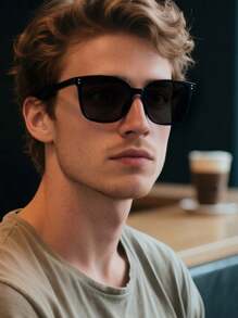 1 pereche ochelari de soare unisex cu pătrate și cuie, la modă, potriviți pentru ieșiri, călătorii, accesorii de vară, stil sport, condus, festivaluri, plajă, festivaluri de muzică electronică, vacanțe, ieșiri în familie, ținută elegantă, accesorii stil stradal, atmosferă de vacanță, sport, petreceri, activități în aer liber, stil stradal, pescuit, sărbători, vacanțe