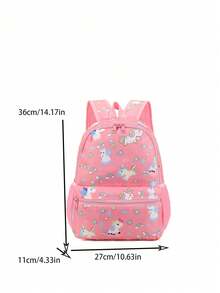 恐龙图案背包，拉链闭合幼儿幼儿园背包，可爱卡通学龄前书包，单肩包 - 粉色 - 查看 3