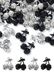 Halloween Cherry Skull Alloy Pendant For Jewelry Making, DIY Handmade Bracelets Necklaces Earrings Keychains Crafts Accessories, Halloween Gifts