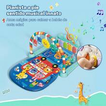 Jueguete para bebés: columpio fitness con piano musical de pedal, alfombra de juegos, piano de pedal para bebés, juguete para neonatos y niños pequeños de hasta 36 meses - Azul - Ver 5