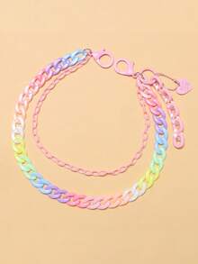 1件新款彩色亚克力五角星吊坠，彩色铃铛，彩色棒棒糖，彩色爱心风格迪斯科酷女孩马卡龙色裤链 - 嘻哈腰链吊坠 - 彩色 - 查看 18