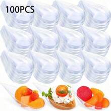 20/100/200 Pieces (Including Fork) Of Mousse Desserts, Cakes, Seasons, Dipping Sauces, Snacks, Parties, Birthdays, Weddings, Afternoon Tea, Desserts, Transparent Colored Cups, Suitable For Festivals And Birthday Celebrations