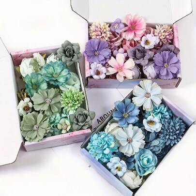 20 件人造花、墙面装饰花、DIY 手工花环，适用于家居、婚礼、派对、节日和生日装饰