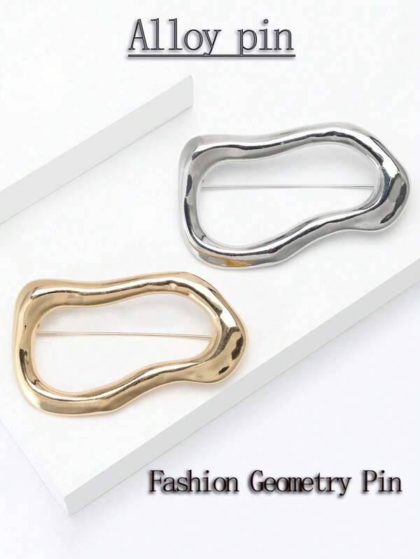 1/2 Pieces Fashionable Glossy Irregular Circle Brooch For Women Geometric Pin Suitable For Wearing With Dress, Suit, Hat, Shoes, Flower Scarf Banquet, Wedding, Summer Vacation, Jewelry