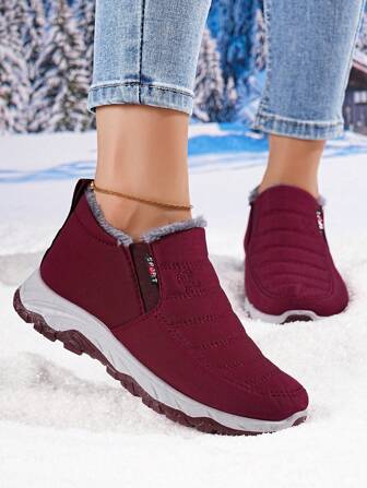 1 Pair Women's Lightweight Snow Boots, Slip-On With Thermal Lining, Suitable For Hiking