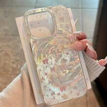 Funda para teléfono con diseño Vortex japonés y coreano, orificios grandes y tecnología Vortex IMD. Compatible con los modelos 16 Pro, 15, 14 Plus, 13, 12 y 11. - transparente - Ver 5
