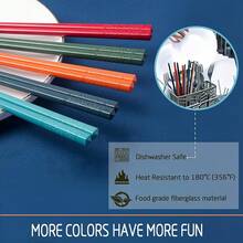 Fiberglass Chopsticks Reusable Chopsticks Dishwasher 5 Pairs 9.4 Inches/24cm Matte Non-Slip Home Hotel Restaurant Dining Tools, Japanese Chop Sticks Sets, Solid Colors - Phong cách hoa anh đào Nhật Bản - Xem 3