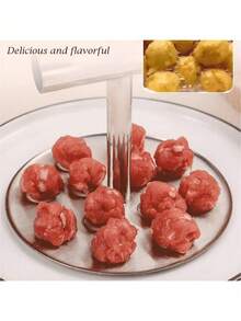1pc Stainless Steel Meatball Maker Tool, Quick And Easy DIY Meatballs, Fish Balls, Cookies, Ice Cream, Ideal For Home And Restaurant Kitchen, Kitchen Tool, Modern Kitchenware, Durable Cookware, Meatball Maker