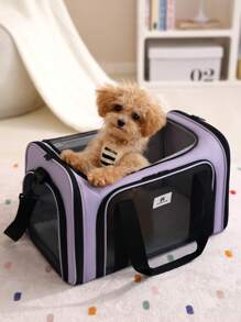 1pc Portable Foldable Pet Carrier Bag For Small Dogs And Cats Up To 20lbs, Airline Approved Soft-Sided Dog Cat Travel Bag With Breathable Mesh Panels And Zipper Openings, Lightweight And Durable Pet Tote With Shoulder Strap And Top Handle, Ideal For Airplane, Car, Commute, Outdoor Picnic, Camping, Vet Visits, Pet Travel Essentials For Women And Men Cat Carrier Cat Bag