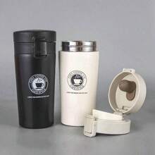 1 pièce Tasse à café en acier inoxydable de 380 ml/12,8 oz avec couvercle rebondissant, double couche étanche, convient pour la voiture, le bureau, le café américain, le jus, les boissons chaudes et froides pendant des heures