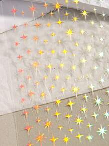 4 Pieces Of Metal Laser Starry Nail Art Stickers - Gold, Silver, Laser. Purple Hot Stamping Cross Star Design, 3D Flat Technology, Suitable For Women's Daily, Wedding, Festival, And Vacation Disposable Self-Adhesive Nail Stickers, Simple And Luxurious Theme Style, Easy To Stick Nail Decoration Stickers