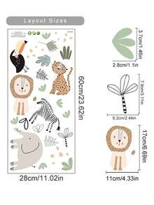 SURELIFE 1pc Boho Cartoon Animals Vinyl Wall Stickers PVC Wall Decals For Children Kids Room Nursery Decor Peel And Stick