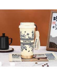 1个，500ml/16.91oz，防漏旋钮锁，真空隔热，316不锈钢，旅行咖啡杯，简约商务风格，流线型杯型，防滑底座，宽口径设计易清洗易放冰块，单手开盖直饮