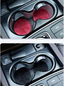 4PCS-Spider Web Car Coasters For Cup Holders, Halloween Funny Non-Slip Silicone Insert Ornaments Coasters, Automotive Cupholder Goth Accessories For Men & Women