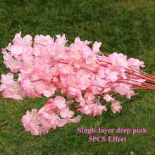 1 件 98 厘米 38.6 英寸人造红色樱花枝，真实触感假花束樱花枝长茎人造花适合高花瓶 DIY、婚礼派对复古装饰、现代农舍、家居卧室装饰 - 彩色 - 查看 6