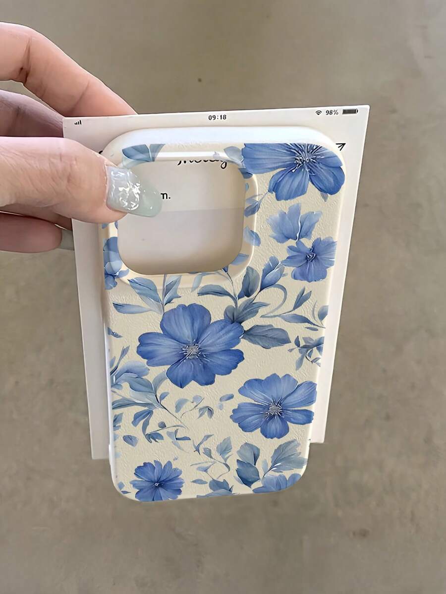 1 件白色花卉图案全覆盖 TPU 防震手机壳，适用于 16、15、14、13、12、11 Pro Max - 彩色 - 查看 1