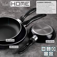 Well Home 5 件組不鏽鋼炊具 + 3 件組煎鍋，16 x 20 x 24 壓制鋁，黑色 - 鍍鉻和黑色 - 查看 3