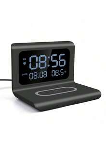 三合一无线充电器，具备快速充电、闹钟和温度显示功能 - 兼容 16/15/14/13/12/11 Pro Max/Mini/Plus/XR/X/8、Apple 2/3/4/Pro/Pro 2、Android 旗舰智能手机（Galaxy S25/S23/S22/S21/S20）和品牌无线耳机，节省空间的多功能充电站，适用于卧室/办公桌（包含 31 个国家/地区用户指南） - 彩色 - 查看 8