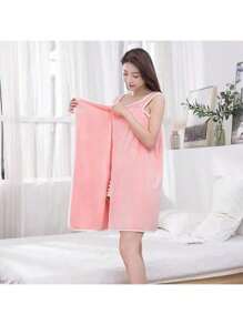 1pc Thickened Coral Fleece Bathrobe, Suitable For Bathing, Home Use, Adult Women, Absorbent Bath Towel