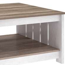 BALCONERA  Farmhouse Grey Wash Square Coffee Table – Modern Rustic Wood Living Room Table With Half-Open Storage Compartment - Grey - View 8