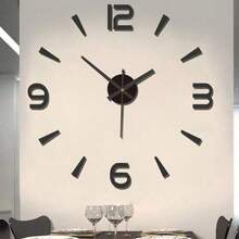 挂钟，静音不滴答时钟，现代农舍装饰圆形金属室内外模拟挂钟适用于客厅、厨房、卧室、露台 - 彩色 - 查看 2