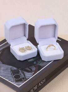 1قطعة صندوق مجوهرات أبيض F، صندوق خاتم، F صندوق تخزين المجوهرات، علبة إرينج، تغليف هدايا، مربع خاتم F-، عبوة هدايا