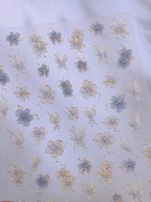 Blumen Nagel Sticker, Nagel Aufkleber 5D selbstklebend weiß rosa gold Blumen Muster Sommer Nagel Aufkleber Design Maniküre Accessoires für Frauen Mädchen