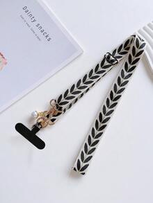 Leaf Mobile Phone Strap Hanging Adjustable Nylon Neck Lanyard With Faux Pearl Pendant And Wide Fabric Shoulder Strap Cover - Multicolor - View 13