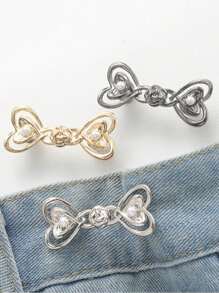 1 Pair/2 Pairs Of High-End Pearl Heart-Shaped Brooch Waist Adjuster For Jeans Skirts, Premium Quality With Adjustable Waistband Buckle