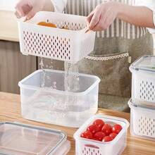 9pcs Covered Refrigerator Food Storage Container, Multifunctional Sealed Fresh-Keeping Box For Fruits And Vegetables, Drainage Box And Refrigerator Storage Box, Kitchen Refrigerator Storage Box, Restaurant Kitchen Supplies