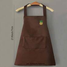 1pc Waterproof & Oil-Proof Apron For Men & Women, Kitchen Cooking Household Work Stain-Resistant Apron, Korean Style Waist Apron With Tool Print - 100% Coated, Waterproof & Oil-Proof, Woven Cooking Apron With Pockets, Suitable For Baking, Gardening, Etc.