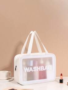 3件/1件防水洗漱包，化妆包，大号透明化妆包，化妆品收纳包，旅行浴室收纳PVC加厚洗漱包，护肤品收纳包，便携式旅行包，大容量（白色） - 米色 - 查看 6