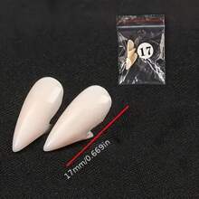 2 Pieces Of Vampire Teeth With Adhesive Particles - Perfect For Role-Playing And Halloween Costume Party Vampire Accessories - Multicolor - View 11