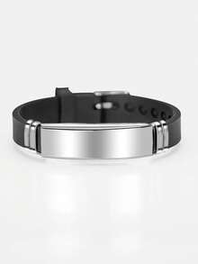 suteyi Fashion Men Blank Stainless Steel Bracelet Sport Black Silicone Adjustable Bracelets Bangles For Women Minimalist Jewelry Gifts - Multicolor - View 3