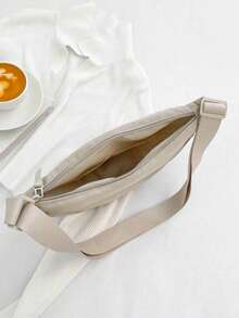 Lightweight Foldable Nylon Crossbody Bag, Casual Shoulder Bag, Large Capacity, Zipper Closure