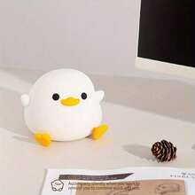 Duck Lamp, Cute Pea Duck Night Light, 2 Levels Dimmable Ducky Night Lamp, LED Squishy Animal Light , Rechargeable Bedside Touch Silicone Lamp, Unique Dorm Decor Gift - Vịt Do Do - Xem 7