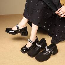 Women Loafers Shoes - 黑色絨面 - 查看 2
