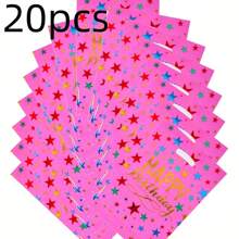 20 个/40 个生日礼品袋，粉色、海军蓝、浅蓝色、白色混合色，带星星、五彩纸屑、“生日快乐”字母图案礼品袋，生日主题礼品袋，用于送礼、生日庆祝、活动、派对、铝箔礼品袋、礼品袋、手提袋