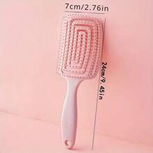 Hollow Core Detangling Brush - Wet And Dry, Ergonomic Handle, Durable Plastic Bristles For All Hair Types, No Power Required, Pink And White, Detangling Brush, Wet And Dry Brush, Stylish Grip, Durable Plastic Brush