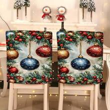 1 Stück/4 Stücke/6 Stücke/10 Stücke Weihnachtsserie, Tannenzweig & Glocken Muster bedruckter Kurzflor Stuhlbezug, abnehmbarer Kurzflor Stuhlüberzug, Rückenschutz für Stühle, Esszimmerstuhl Dekorationsbezug, geeignet für alle Jahreszeiten, Feiertags-Atmosphäre Stuhlbezug, für Esszimmer, Wohnzimmer, Stuhlschutz für Zuhause, mit Rückenschutz, geeignet für Restaurant, Büro, Wohnzimmer, Hotel und Heimdekoration