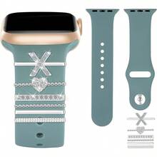 6 Peças/Conjunto Letras de Strass de Liga A-Z Adequadas para Pulseira de Silicone do , Anel Decorativo com Letra em Formato de Coração