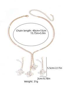 3pcs Sparkling Flower Cubic Zirconia Pendant Jewelry Set, Glamorous Party Evening Dress Accessories For Women